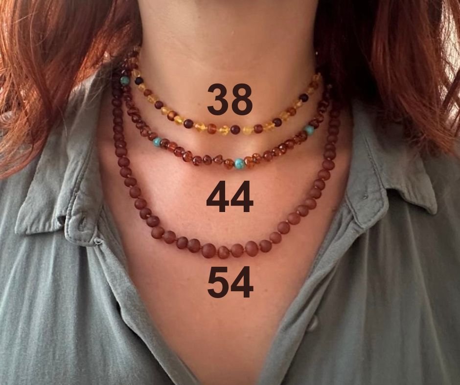 Adult Amber Necklace Round Brandy with Rose Quartz Gemstone - Image 3