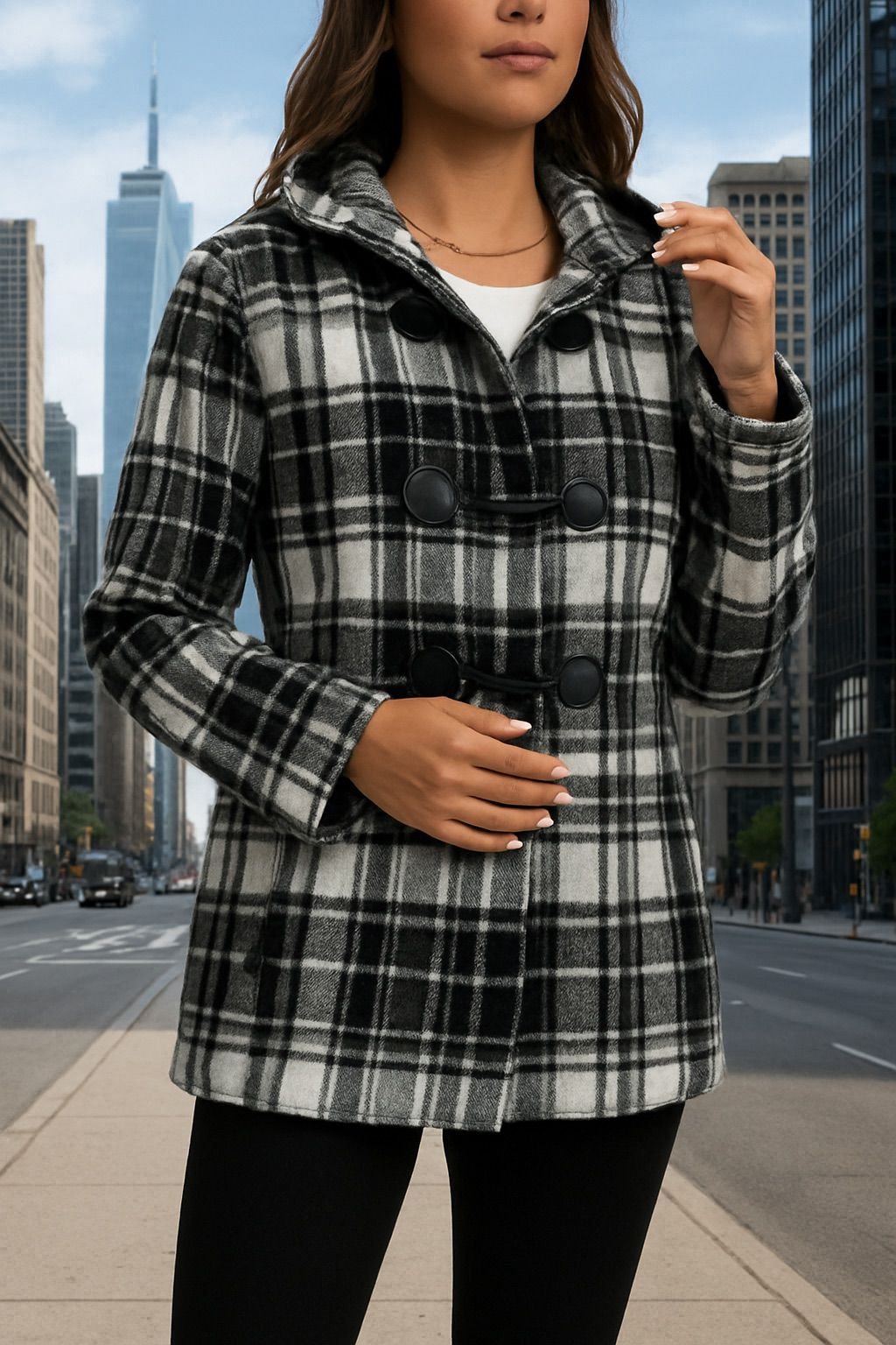 Alternative view of Flannel coat suitable for pregnancy and babywearing