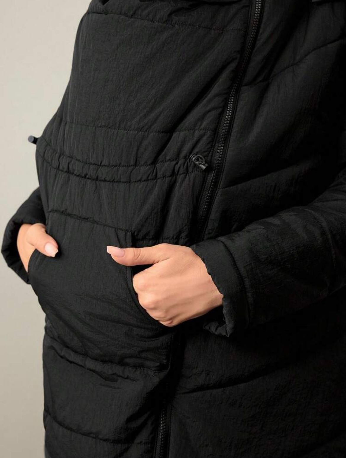 Alternative view of Maternity coat and over a winter baby carrier