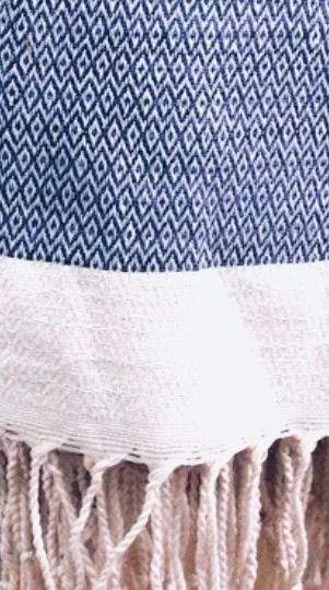 Rebozo with Fringes - Blue Rombs - Image 6