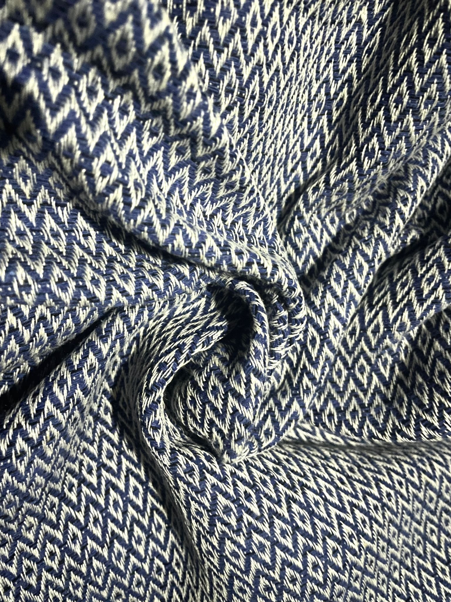 Rebozo with Fringes - Blue Rombs