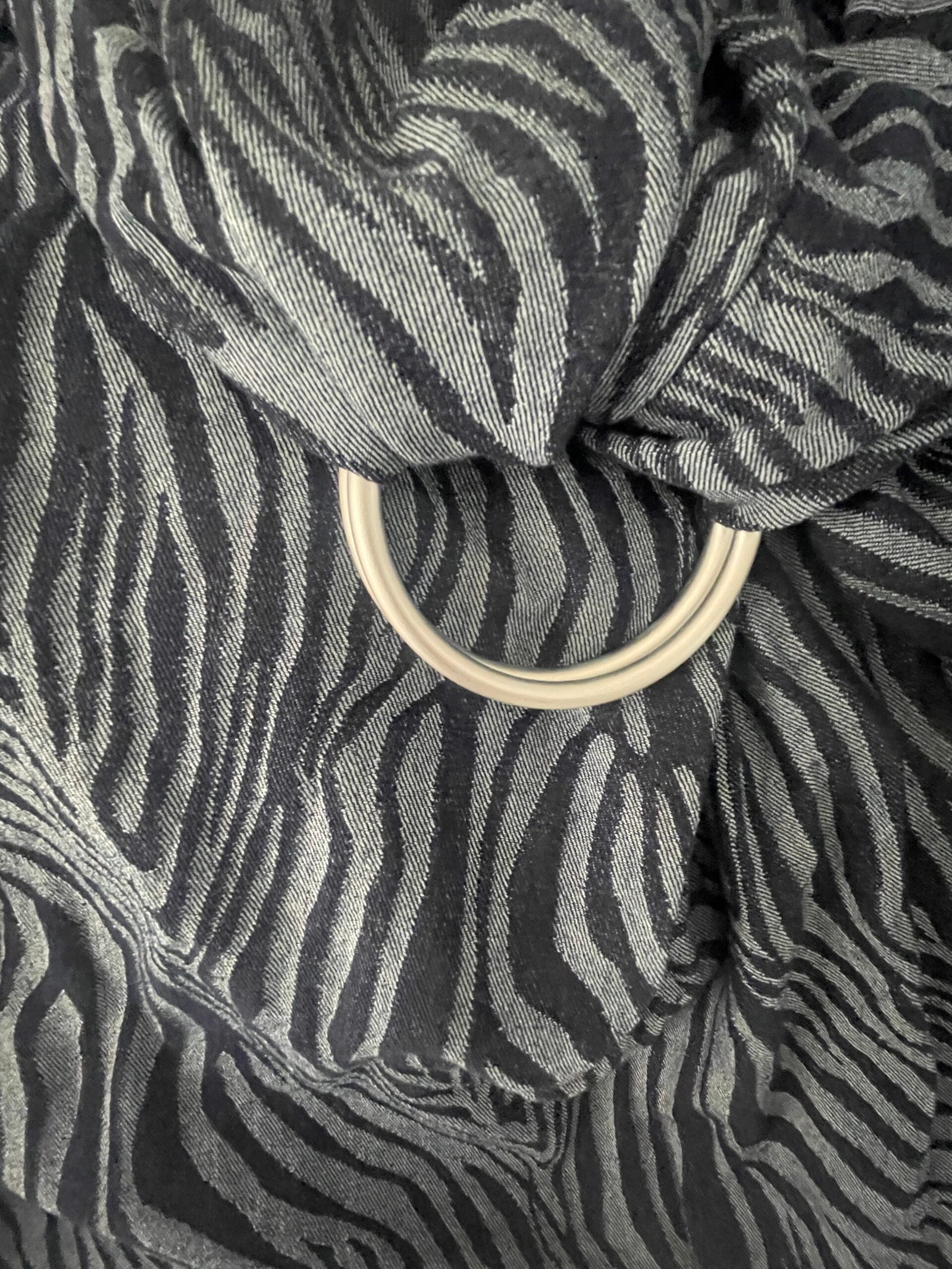 Topa-Top Ring Sling - Dark Blue Zebra, woven denim jacquard