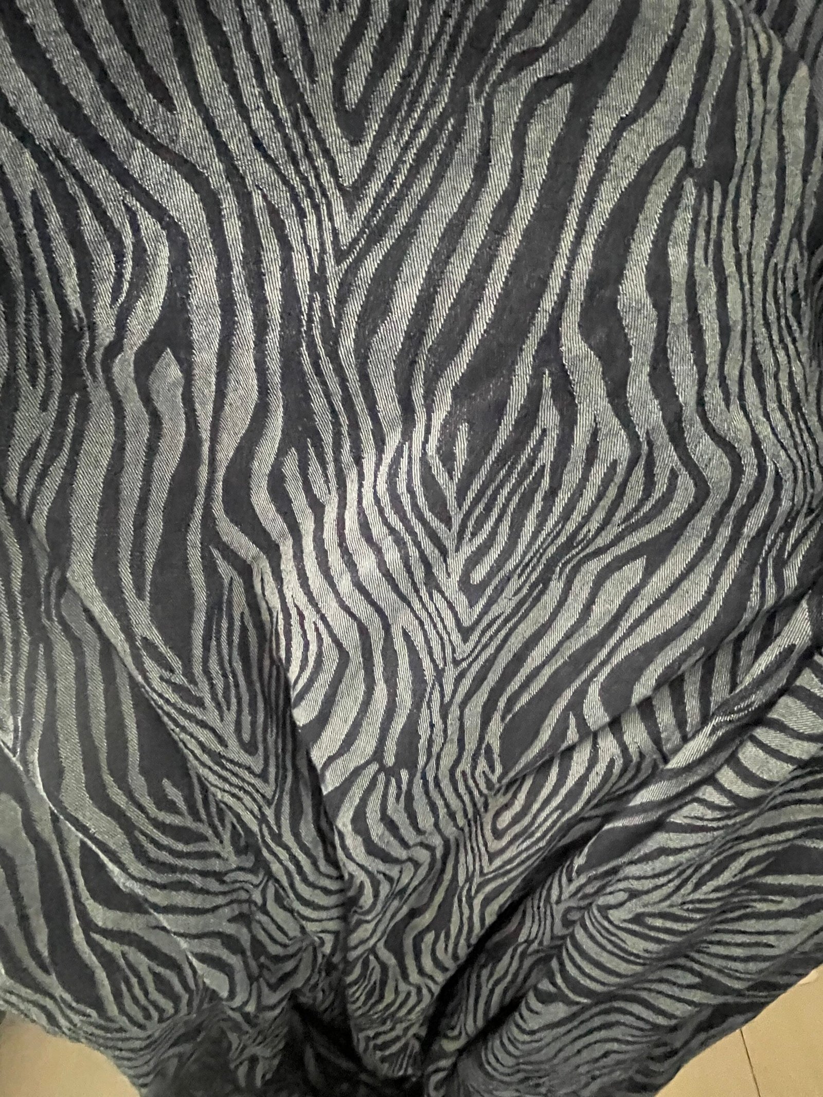 Alternative view of Hybrid Klick Top Tai (Meh Dai) Baby Carrier – Zebra Dark Blue Denim — 100% cotton