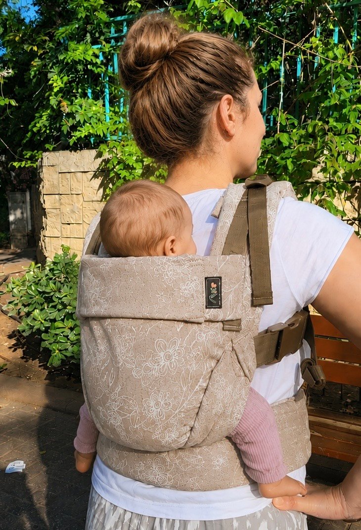 Topa-Top Premium baby carrier - Woven Wrap Brown Wildflowers