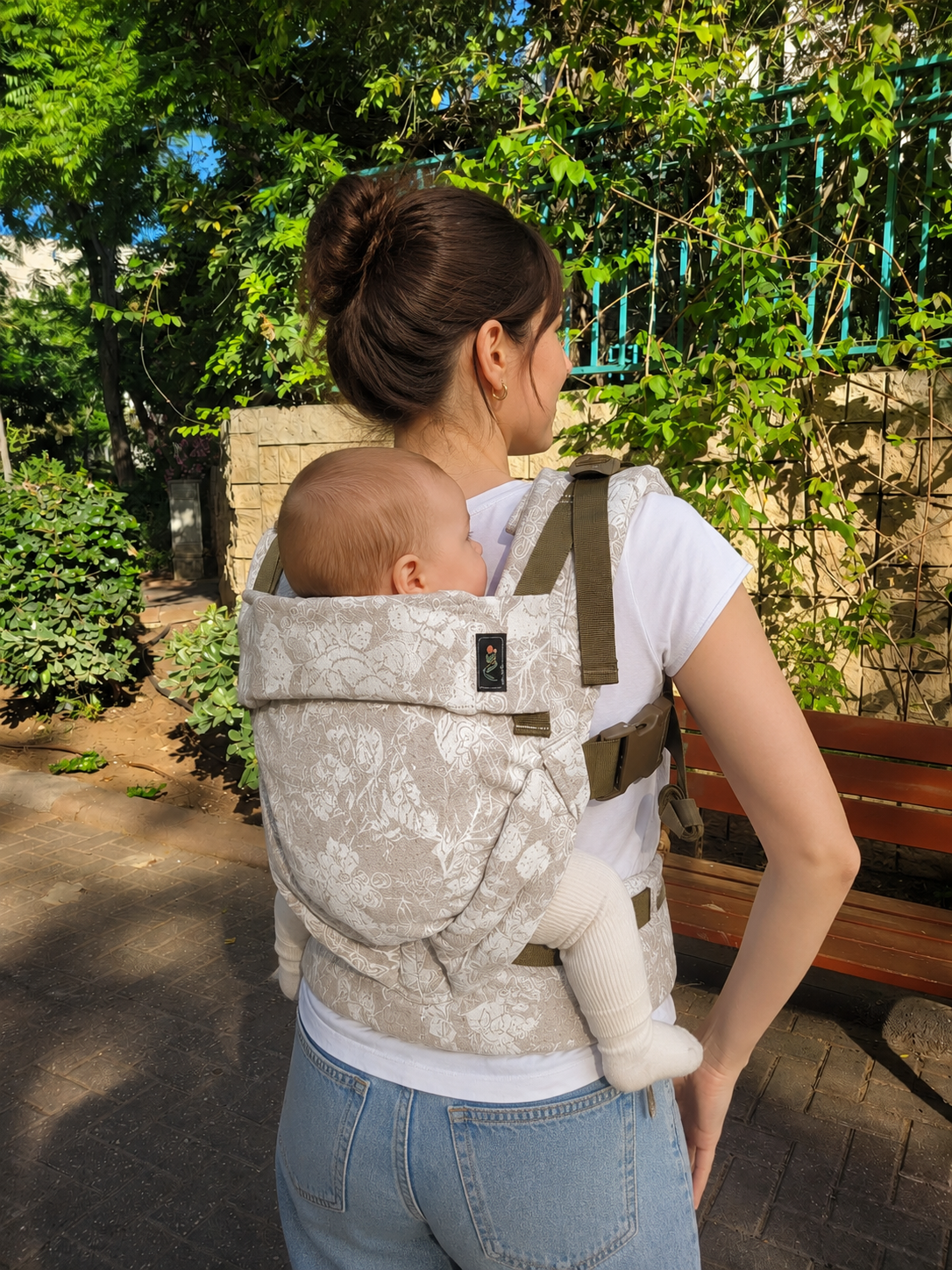 Topa-Top Premium baby carrier - Woven Wrap Brown Roses