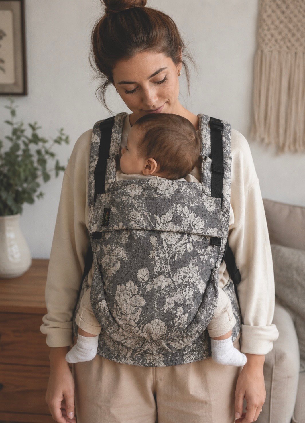 Topa-Top Premium baby carrier - Woven Wrap Gray Roses