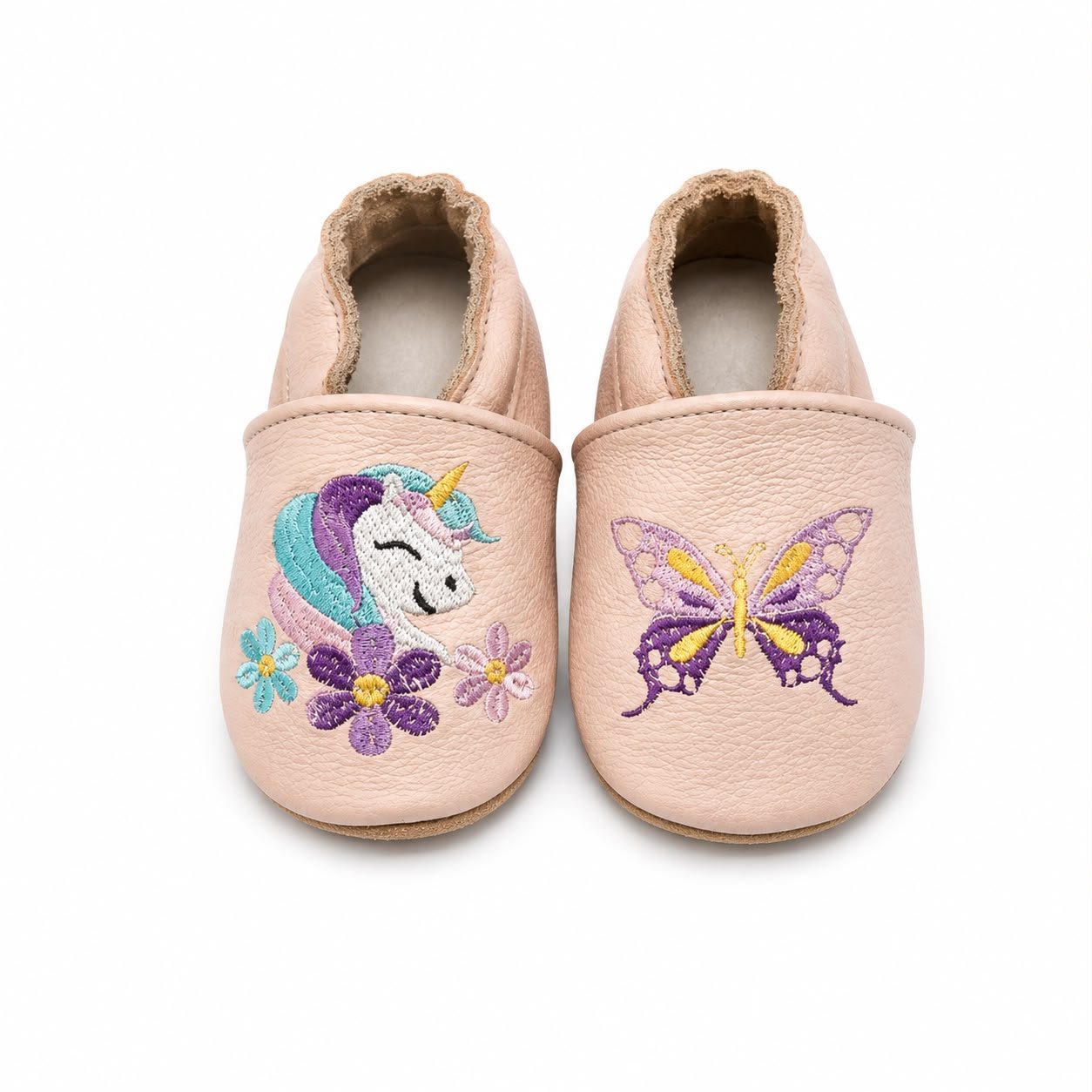 Pre-Walking and First Steps Baby Shoes Made of Soft Leather - Unicorn