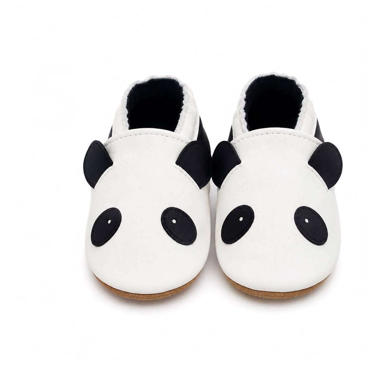 Pre-Walking and First Steps Baby Shoes Made of Soft Leather - Panda