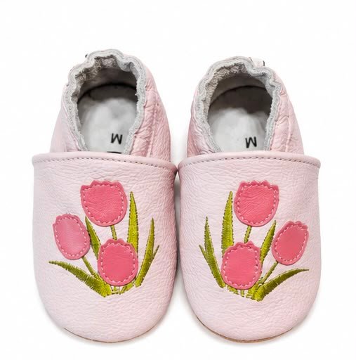 Pre-Walking and First Steps Baby Shoes Made of Soft Leather - Flower